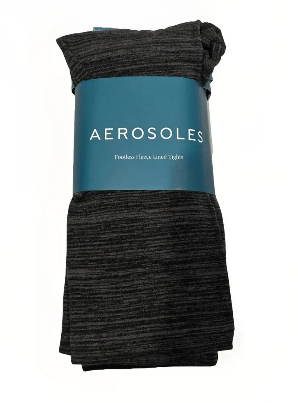 2 Pack Aerosoles Footless Fleece Lined Tights L/xl Gray & Black